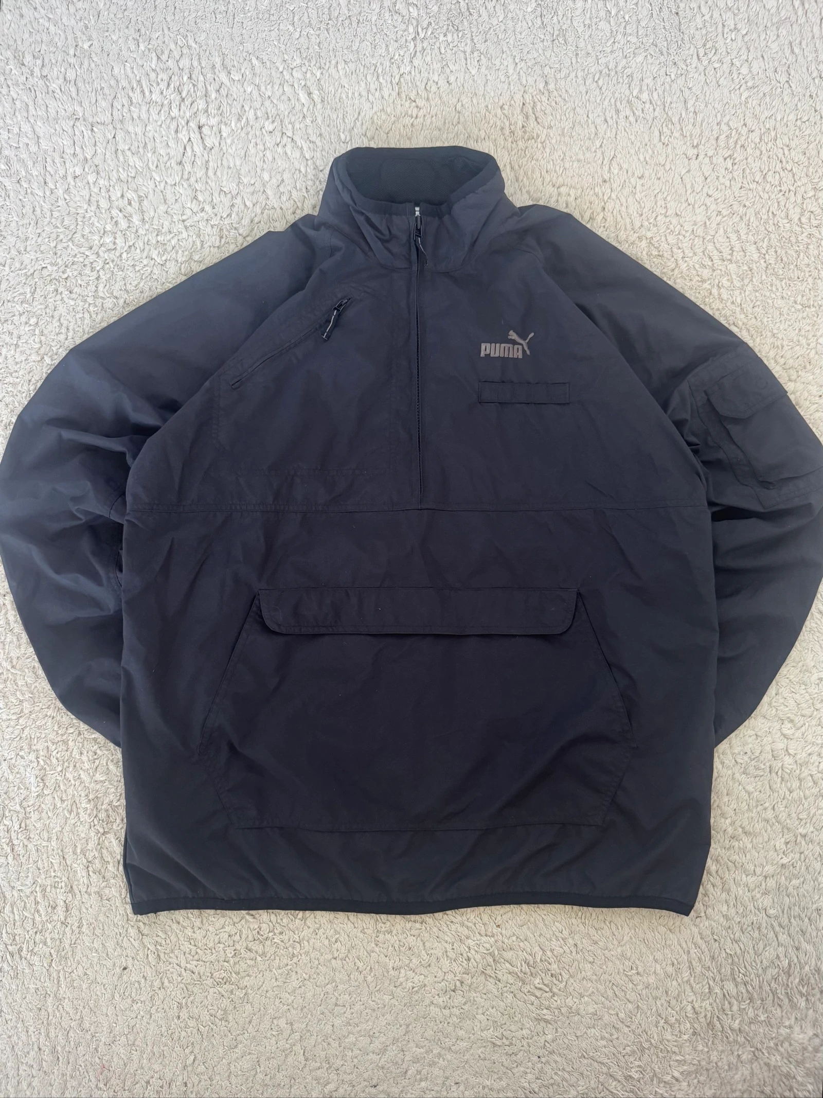 Puma Pullover Windbreaker Jacket Black Utility Outdoor Y2K Vintage L Oversized – photo 6